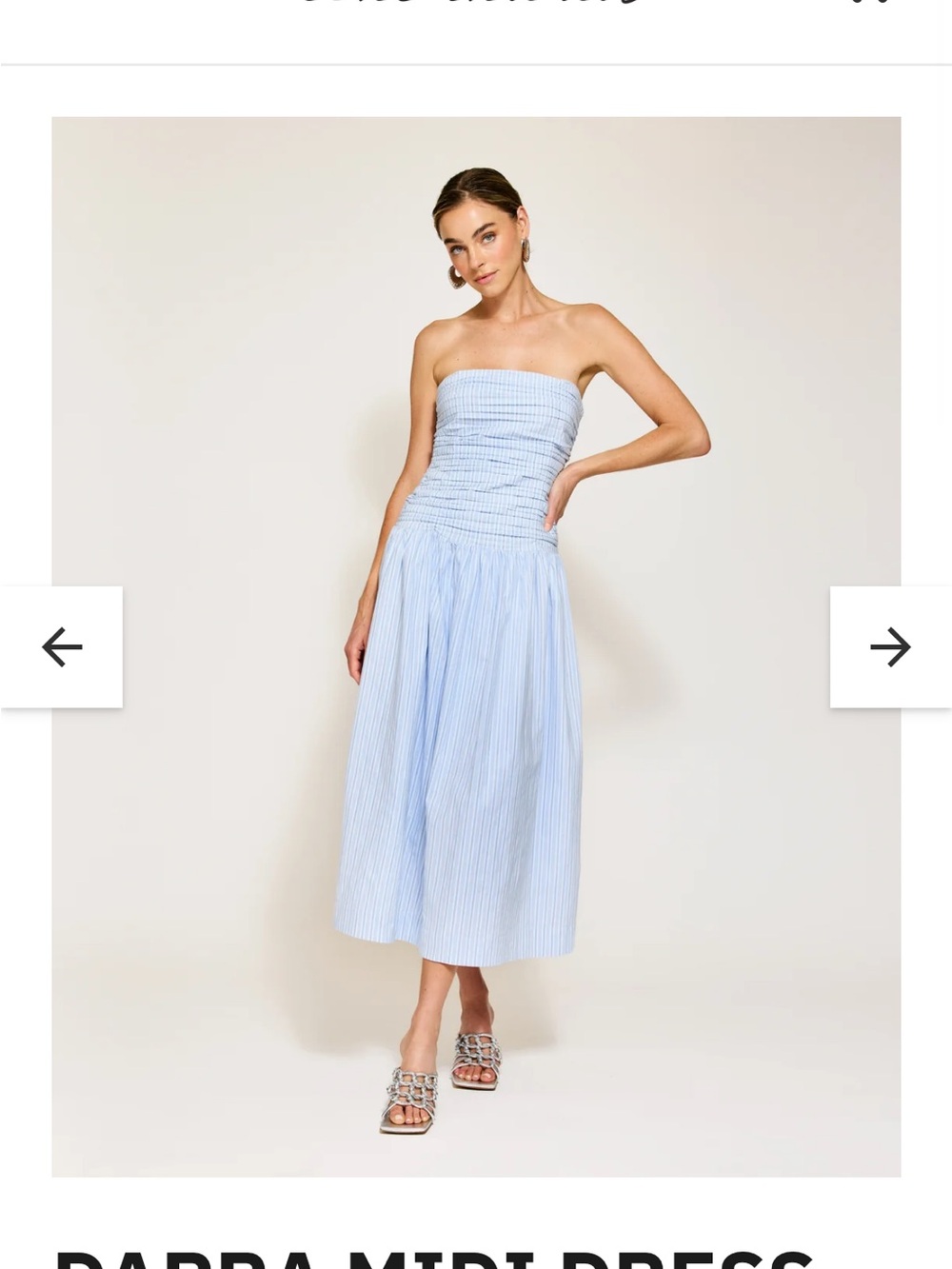 Line and dot darra Smocked Strapless Midi Dress in Light Blue small